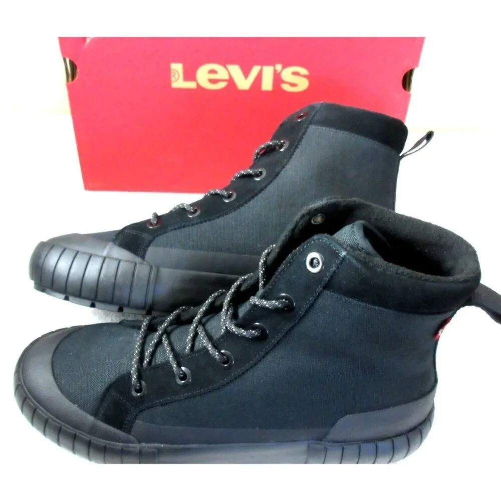Levi's Strauss Men's La Paz 2.0 Lace Up Canvas Casual Boots All Black NIB